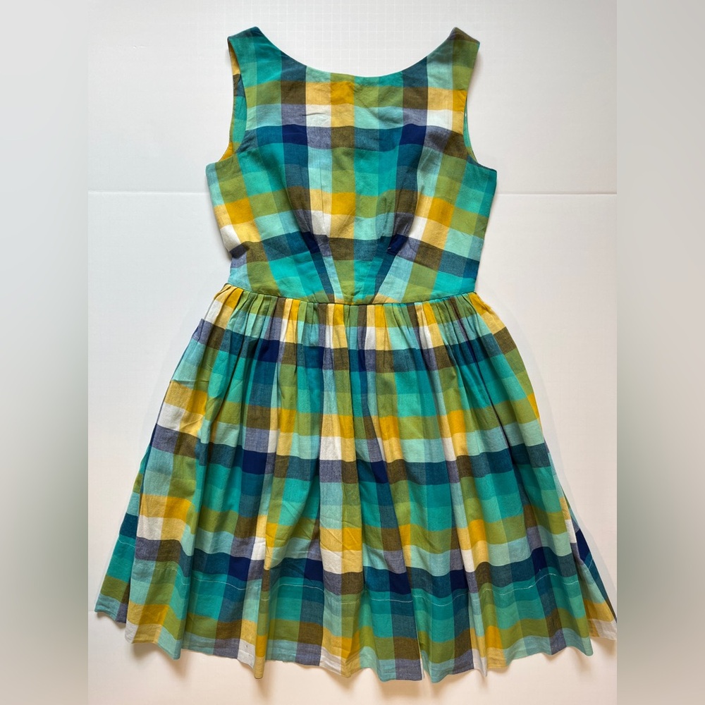 MODCLOTH Emily & Fin A-Line fit and flare Plaid Midi Dress size SMALL EUC